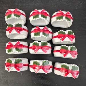 twelve vintage napkin rings made by Mount Clemens Pottery in 1986